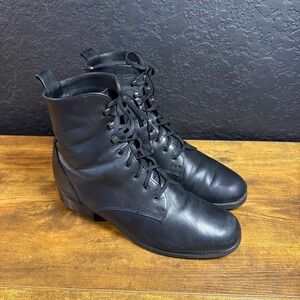 Santana Canada Black Lace-Up Leather Ankle Boots